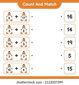 Count and match, count the number of Gingerbread Man and match with the right numbers. Educational children game, printable worksheet, vector illustration