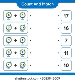 Count and match, count the number of Globe and match with the right numbers. Educational children game, printable worksheet, vector illustration