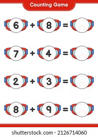 Count and match, count the number of Goggle and match with the right numbers. Educational children game, printable worksheet, vector illustration
