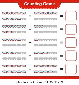 Count and match, count the number of Goggle and match with the right numbers. Educational children game, printable worksheet, vector illustration