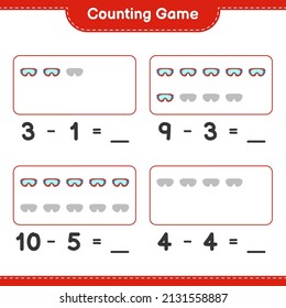Count and match, count the number of Goggle and match with the right numbers. Educational children game, printable worksheet, vector illustration
