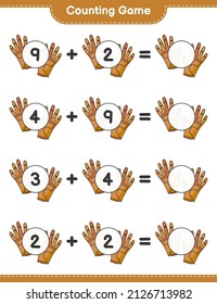 Count and match, count the number of Golf Gloves and match with the right numbers. Educational children game, printable worksheet, vector illustration