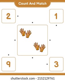 Count and match, count the number of Golf Gloves and match with the right numbers. Educational children game, printable worksheet, vector illustration