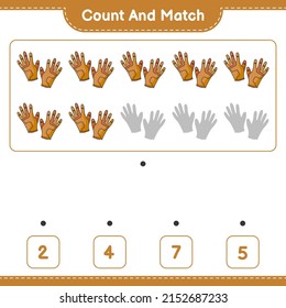 Count and match, count the number of Golf Gloves and match with the right numbers. Educational children game, printable worksheet, vector illustration
