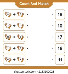 Count and match, count the number of Golf Gloves and match with the right numbers. Educational children game, printable worksheet, vector illustration