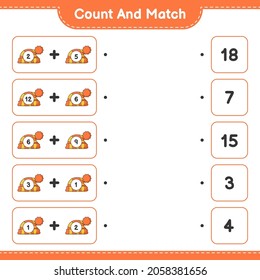 Count and match, count the number of Hat and match with the right numbers. Educational children game, printable worksheet, vector illustration