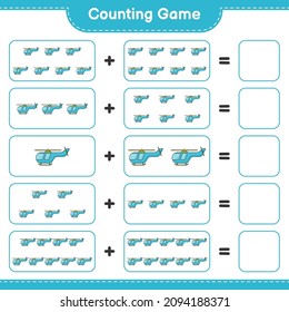 Count and match, count the number of Helicopter and match with the right numbers. Educational children game, printable worksheet, vector illustration
