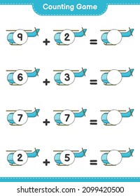 Count and match, count the number of Helicopter and match with the right numbers. Educational children game, printable worksheet, vector illustration
