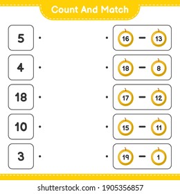 Count and match, count the number of Honey Melon and match with right numbers. Educational children game, printable worksheet, vector illustration