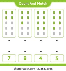 Count and match, count the number of Ice Cream and match with the right numbers. Educational children game, printable worksheet, vector illustration