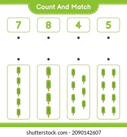 Count and match, count the number of Ice Cream and match with the right numbers. Educational children game, printable worksheet, vector illustration