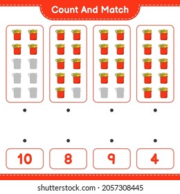 Count and match, count the number of Jam and match with the right numbers. Educational children game, printable worksheet, vector illustration