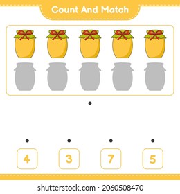 Count and match, count the number of Jam and match with the right numbers. Educational children game, printable worksheet, vector illustration