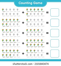 Count and match, count the number of Kite and match with the right numbers. Educational children game, printable worksheet, vector illustration