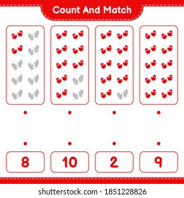 Count and match, count the number of Mittens and match with right numbers. Educational children game, printable worksheet, vector illustration