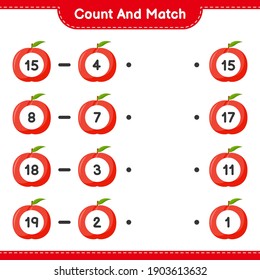 Count and match, count the number of Nectarine and match with right numbers. Educational children game, printable worksheet, vector illustration