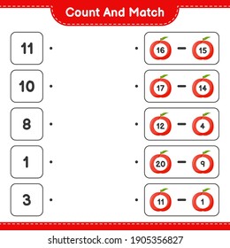Count and match, count the number of Nectarine and match with right numbers. Educational children game, printable worksheet, vector illustration