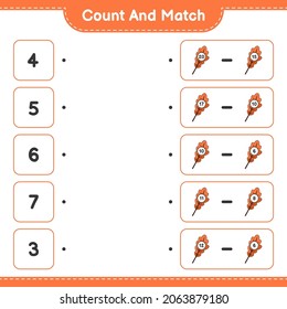Count and match, count the number of Oak Leaf and match with the right numbers. Educational children game, printable worksheet, vector illustration