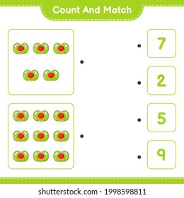 Count and match, count the number of Pacifier and match with the right numbers. Educational children game, printable worksheet, vector illustration