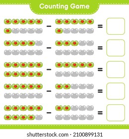 Count and match, count the number of Pacifier and match with the right numbers. Educational children game, printable worksheet, vector illustration
