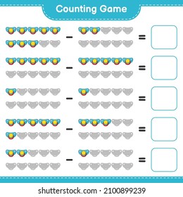 Count and match, count the number of Pacifier and match with the right numbers. Educational children game, printable worksheet, vector illustration