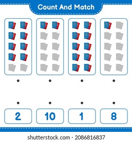 Count and match, count the number of Passport and match with the right numbers. Educational children game, printable worksheet, vector illustration