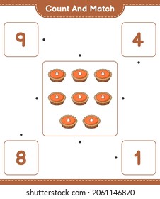 Contar y coincidir, contar el número de Pie y coincidir con los números correctos. Juego infantil educativo, hoja de cálculo imprimible, ilustración vectorial