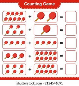 Count and match, count the number of Ping Pong Racket and match with the right numbers. Educational children game, printable worksheet, vector illustration