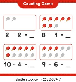 Count and match, count the number of Ping Pong Racket and match with the right numbers. Educational children game, printable worksheet, vector illustration