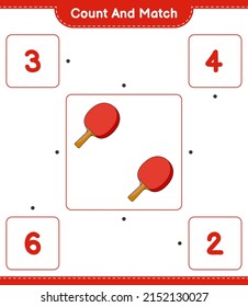 Count and match, count the number of Ping Pong Racket and match with the right numbers. Educational children game, printable worksheet, vector illustration