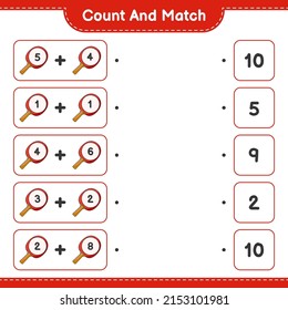 Count and match, count the number of Ping Pong Racket and match with the right numbers. Educational children game, printable worksheet, vector illustration