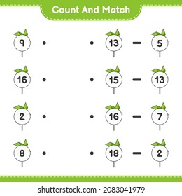 Count and match, count the number of Pinwheels and match with the right numbers. Educational children game, printable worksheet, vector illustration