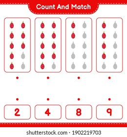 Count and match, count the number of Pitaya and match with right numbers. Educational children game, printable worksheet, vector illustration
