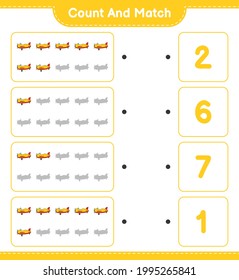 Contar y coincidir, contar el número de Plano y coincidir con los números correctos. Juego infantil educativo, hoja de cálculo imprimible, ilustración vectorial