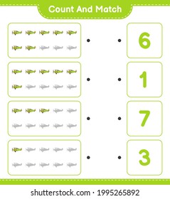 Count and match, count the number of Plane and match with the right numbers. Educational children game, printable worksheet, vector illustration