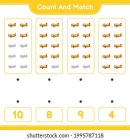 Contar y coincidir, contar el número de Plano y coincidir con los números correctos. Juego infantil educativo, hoja de cálculo imprimible, ilustración vectorial