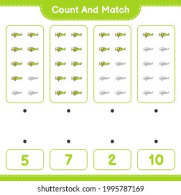 Count and match, count the number of Plane and match with the right numbers. Educational children game, printable worksheet, vector illustration