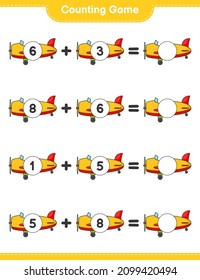 Count and match, count the number of Plane and match with the right numbers. Educational children game, printable worksheet, vector illustration