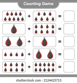 Count and match, count the number of Punching Bag and match with the right numbers. Educational children game, printable worksheet, vector illustration