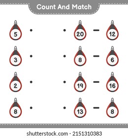 Count and match, count the number of Punching Bag and match with the right numbers. Educational children game, printable worksheet, vector illustration