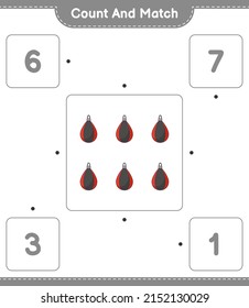 Count and match, count the number of Punching Bag and match with the right numbers. Educational children game, printable worksheet, vector illustration
