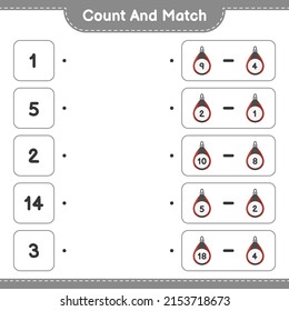 Count and match, count the number of Punching Bag and match with the right numbers. Educational children game, printable worksheet, vector illustration