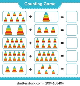 Count and match, count the number of Pyramid Toy and match with the right numbers. Educational children game, printable worksheet, vector illustration