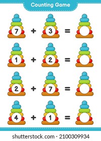 Count and match, count the number of Pyramid Toy and match with the right numbers. Educational children game, printable worksheet, vector illustration