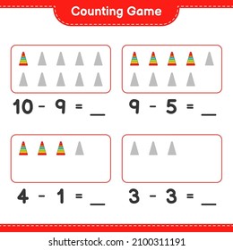 Count and match, count the number of Pyramid Toy and match with the right numbers. Educational children game, printable worksheet, vector illustration