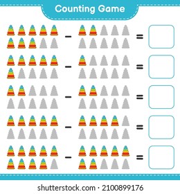 Count and match, count the number of Pyramid Toy and match with the right numbers. Educational children game, printable worksheet, vector illustration