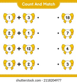 Count and match, count the number of Ribbon and match with the right numbers. Educational children game, printable worksheet, vector illustration