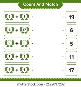 Count and match, count the number of Ribbon and match with the right numbers. Educational children game, printable worksheet, vector illustration