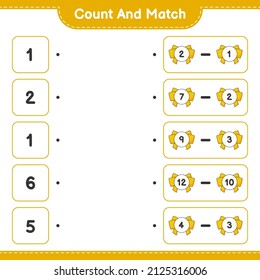Count and match, count the number of Ribbon and match with the right numbers. Educational children game, printable worksheet, vector illustration