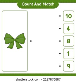 Count and match, count the number of Ribbon and match with the right numbers. Educational children game, printable worksheet, vector illustration